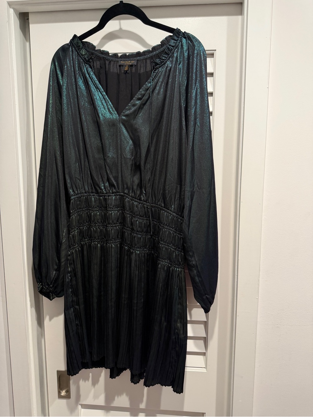 Current Air LA Iridescent Teal Green Long Sleeve Dress- Medium